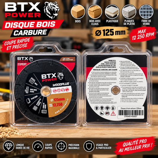 BTX Power Disque à Bois 125 mm pour Travaux de Bois Précision et Polyvalence 125mm Diamètre Qualité Pro